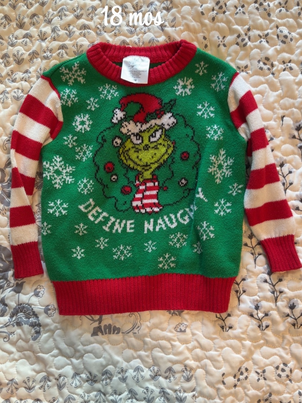 Grinch "Define Naughty" Holiday Sweater - Green & Red